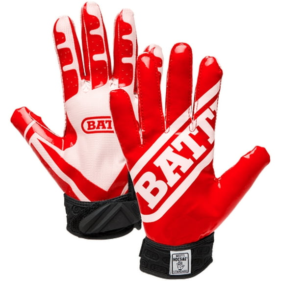 Battle Receivers Ultra-Stick Football Gloves - Youth Small - Red/White