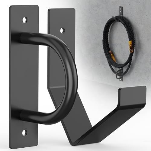 Battle Rope Wall Mount Kit - Set with 1 Battle Rope Wall Anchor and 1 Storage Hook for 30-50 Feet,1"-2.5" Battle Ropes - Heavy Duty Steel Battle Rope Anchor Wall Mount Kit-Battle Rope Rack Attachment