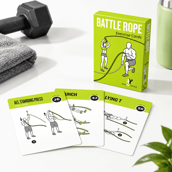 Battle Rope Workout Cards - 62 Exercise Card Deck