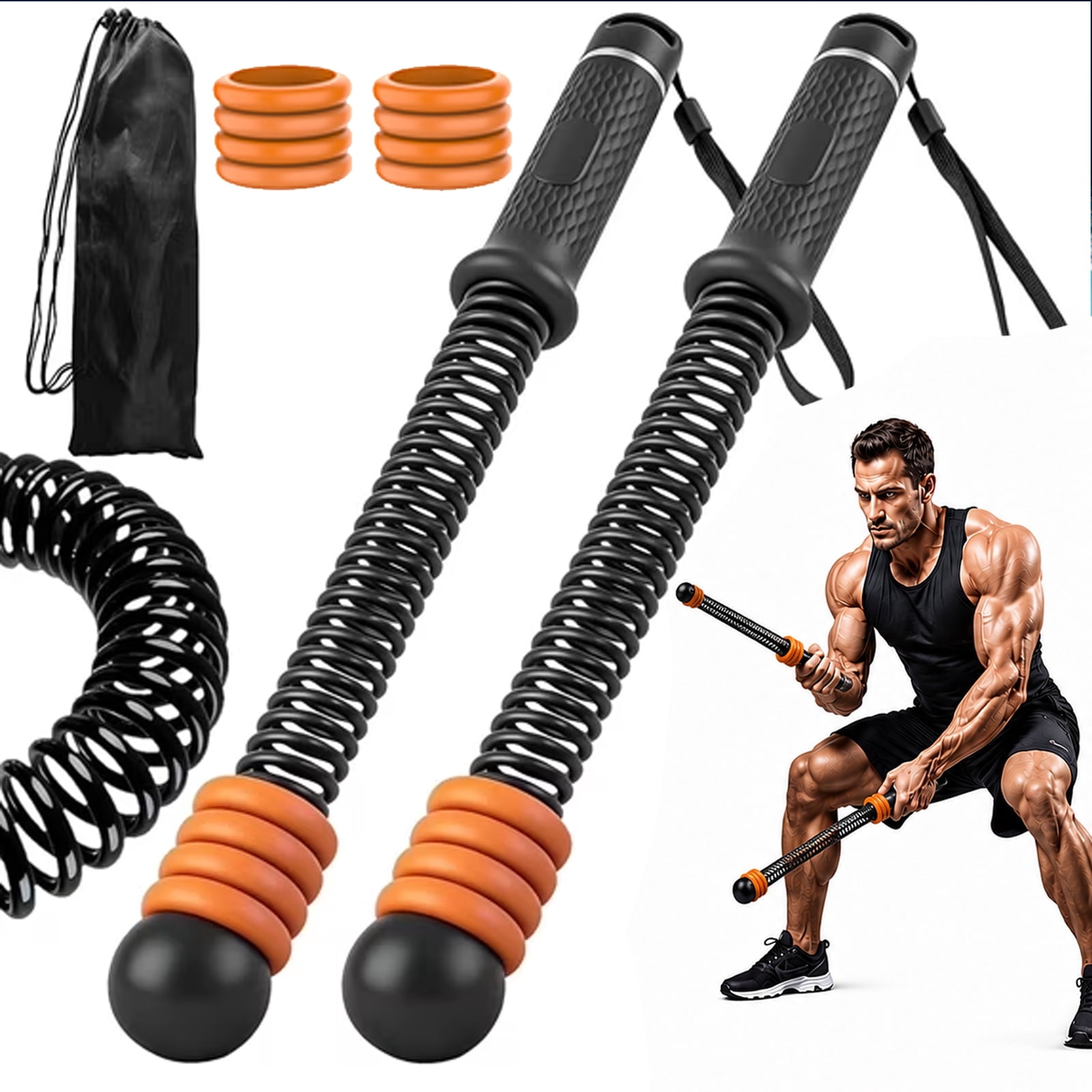 Weight Less Battle Ropes Cuopluber, Ropeless Battle Ropes, 8 Adjustable Resistance, Black ...