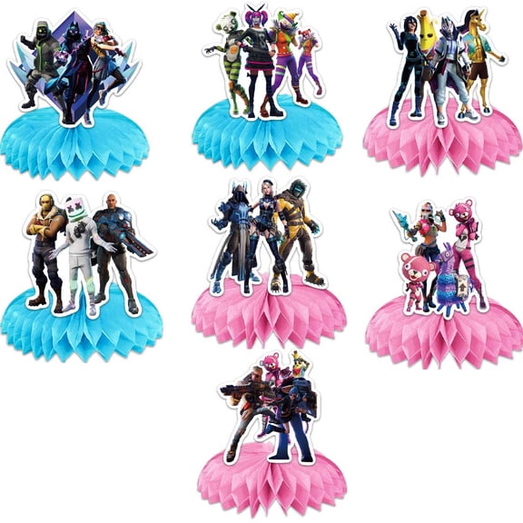 Battle Royale Fort Video Game Centerpieces Honeycomb Table Toppers Decorations for Photo Props Birthday Party Decor Supplies