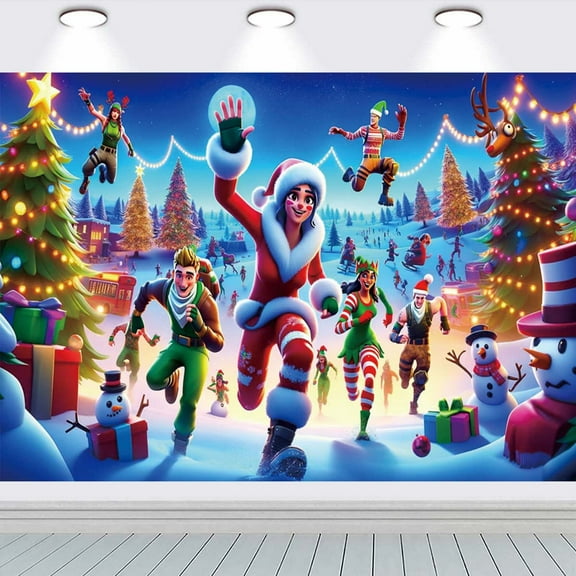 Battle Royale Fort Video Game Christmas Party Supplies Backdrop Banner Poster Birthday Decorations Background for Photography Taspestry