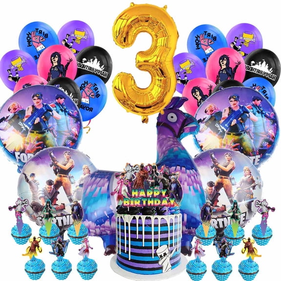 Battle Royale Fort Video Game Party Supplies 3rd Decor Kit Balloons Birthday Cake Topper Decorations