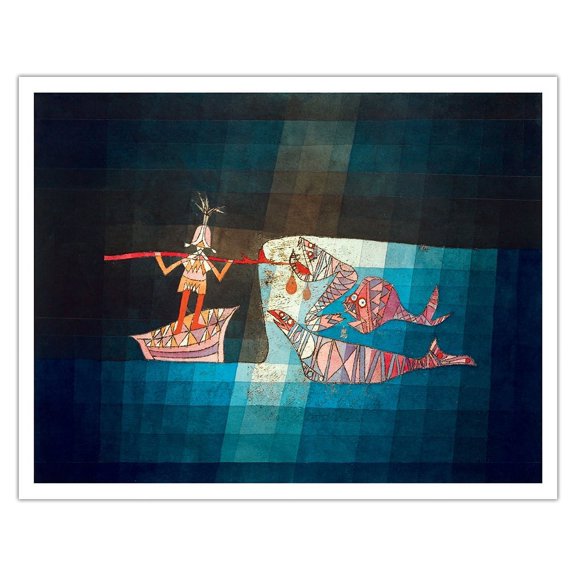 Battle Scene from the Funny and Fantastic Opera - The Seafarers - From an Original Color Abstract Art Painting by Paul Klee c.1923 - Fine Art Matte Paper Print (Unframed) 11x14in
