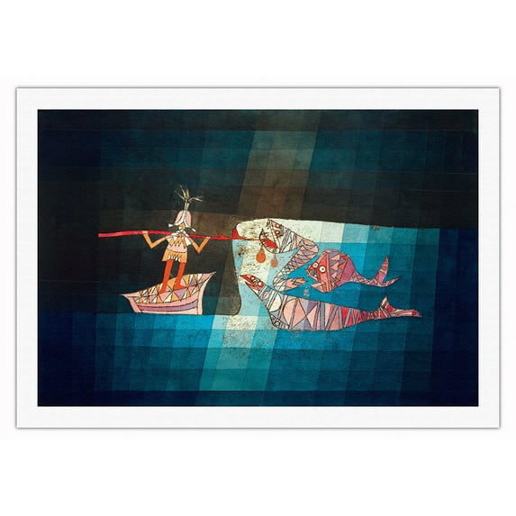 Battle Scene from the Funny and Fantastic Opera - The Seafarers - From an Original Color Abstract Art Painting by Paul Klee c.1923 - Fine Art Rolled Canvas Print 27in x 40in
