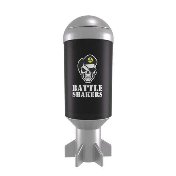 Battle Shakers Mortar Shaker Cup | Military Themed Shaker Bottle | Leak-Proof Protein Cup with Storage Compartment | Mix Protein Powders & More | Dishwasher Safe | 20 Oz  | Black & Silver