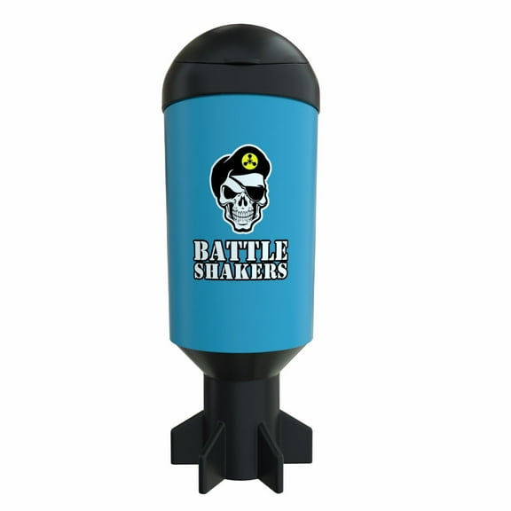 Battle Shakers Mortar Shaker Cup | Military Themed Shaker Bottle | Leak-Proof Protein Cup with Storage Compartment | Mix Protein Powders & More |Dishwasher Safe | 20 Oz Blue/Black