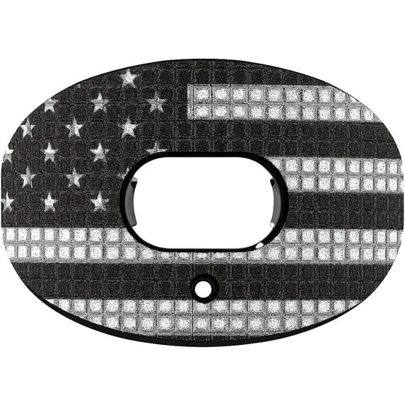 Battle Sports 3D Diamonds Oxygen Lip Protector Football Mouthguard - USA Flag - Black/Silver