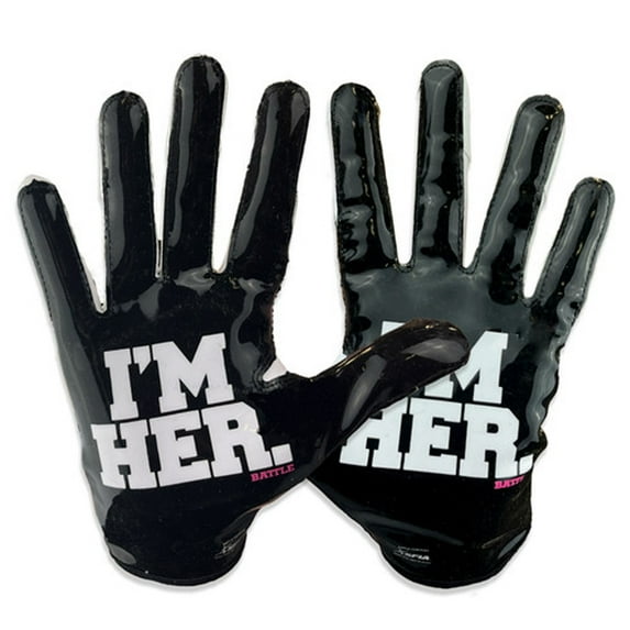 Battle Sports Adult Bella Glove "I'M HER" Female Receiver Football Glove - Black/White - Large