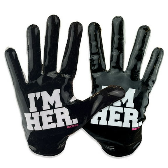 Battle Sports Adult Bella Glove "I'M HER" Female Receiver Football Glove - Black/White - Xlarge