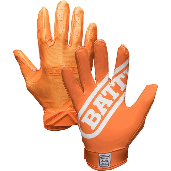 Battle Sports Adult DoubleThreat Football Gloves - Medium - Orange/Orange