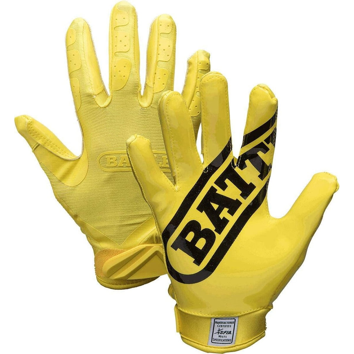 Battle Sports Adult DoubleThreat Football Gloves - Small -  Yellow/Yellow