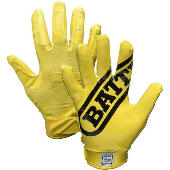 Battle Sports Adult DoubleThreat Football Gloves - Small - Yellow/Yellow