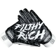 Battle Sports Adult Filthy Rich Football Gloves - 2XL - Black/White