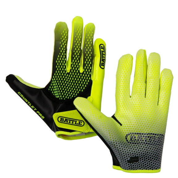 Battle Sports Adult Gauntlet Pro Receiver Football Glove - Safety Yellow/Black - Medium