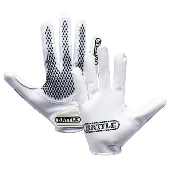 Battle Sports Adult Gauntlet Pro Receiver Football Gloves - White/Black - Small