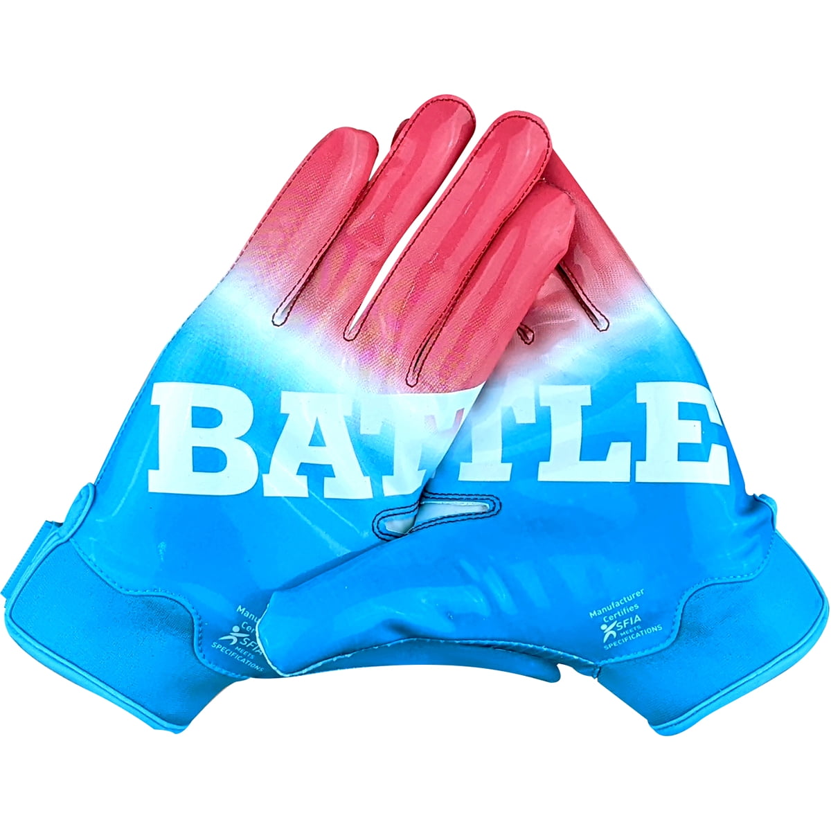 Battle Sports Adult Gradient Doom 1.0 Football Gloves - Red/White/Blue Sz  XL