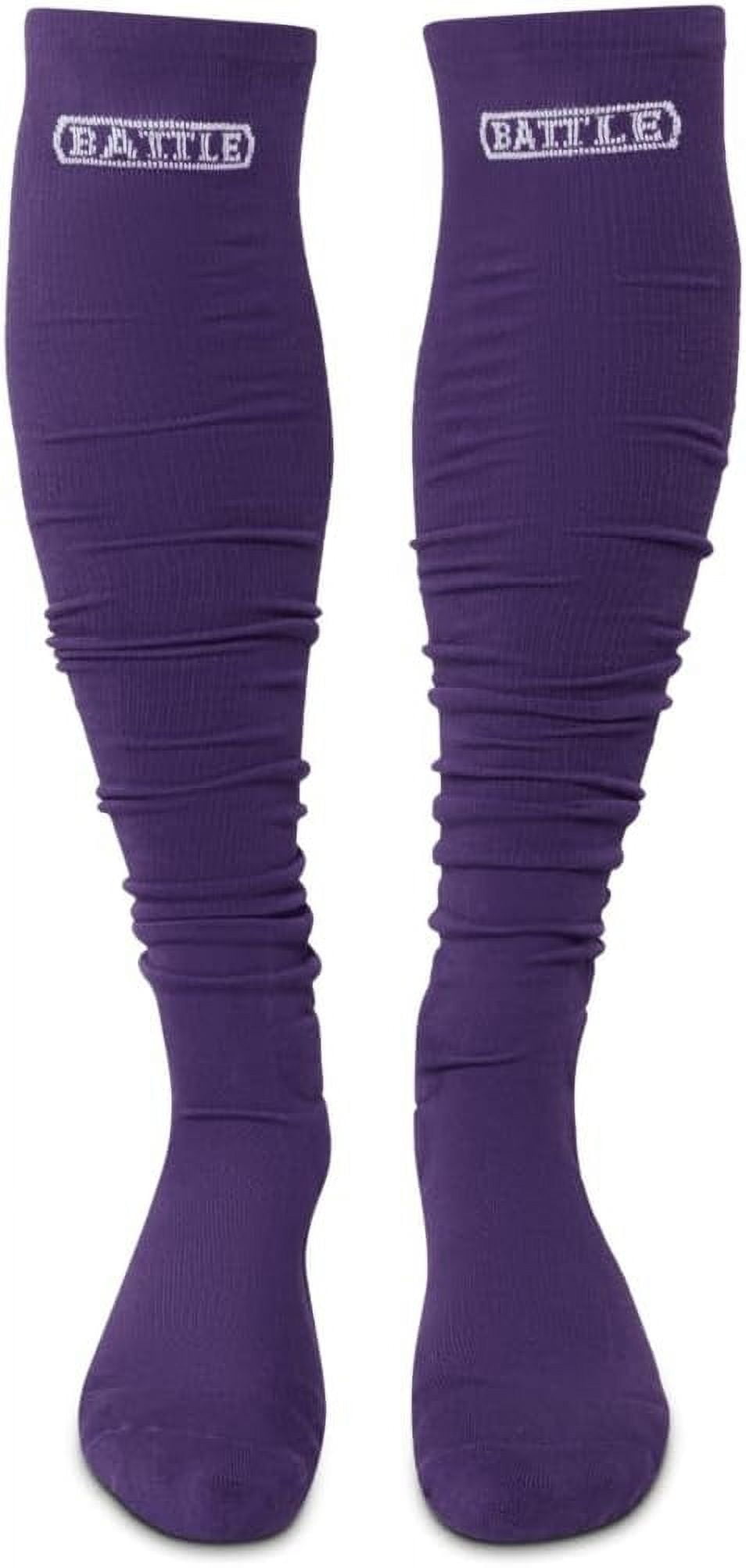 Purple Lightweight Long Football Socks with Padding - S/M