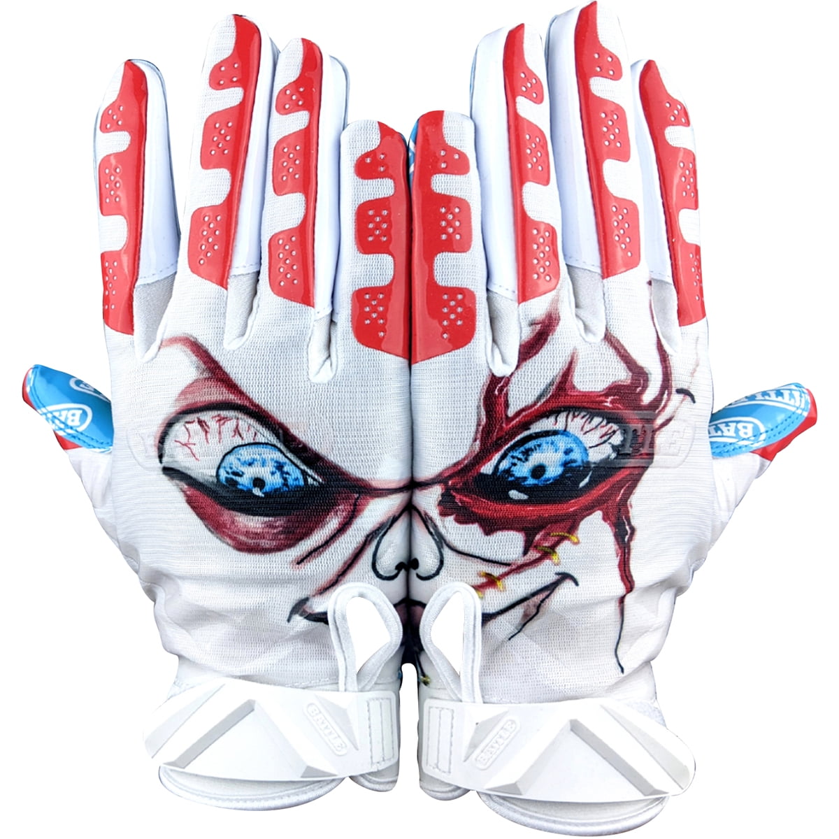 Battle Sports Adult Lil Evil Football Gloves - Large - Red/White/Blue