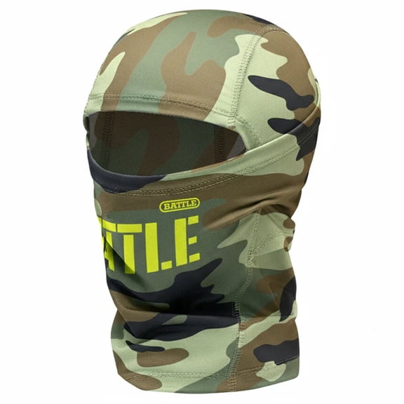 Battle Sports Adult Stencil Camo Shiesty Performance Mask, Green Camo/Neon Yellow