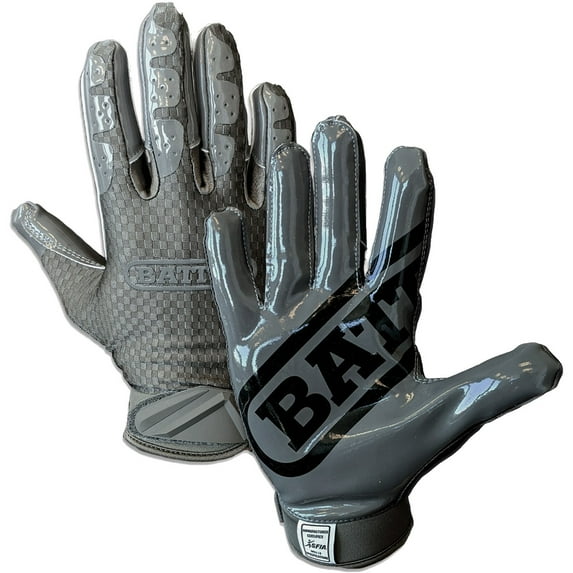 Battle Sports Adult TripleThreat UltraTack Football Gloves - Medium - Charcoal