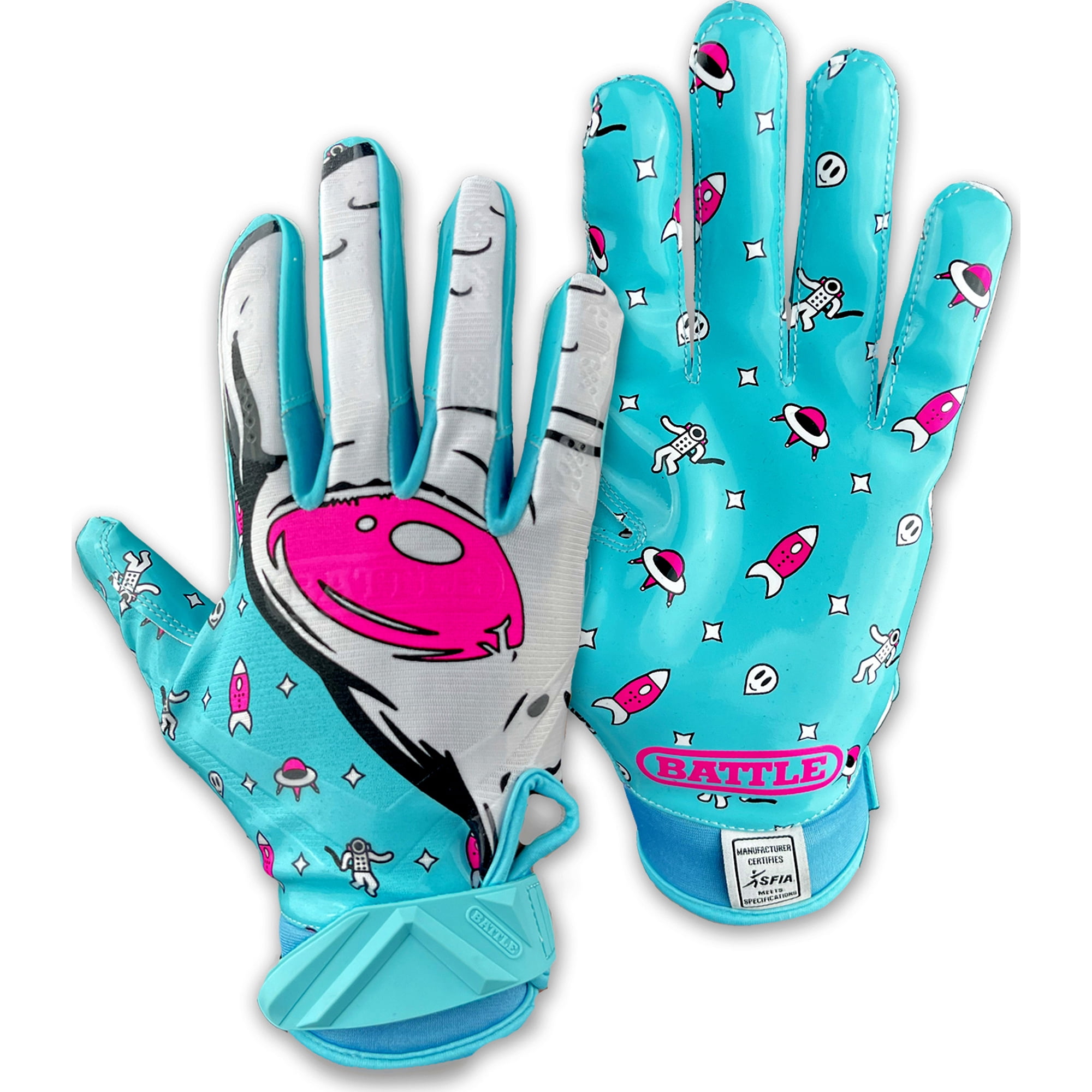 Battle Sports Alien Cloaked Football Receiver Gloves - Adult Medium