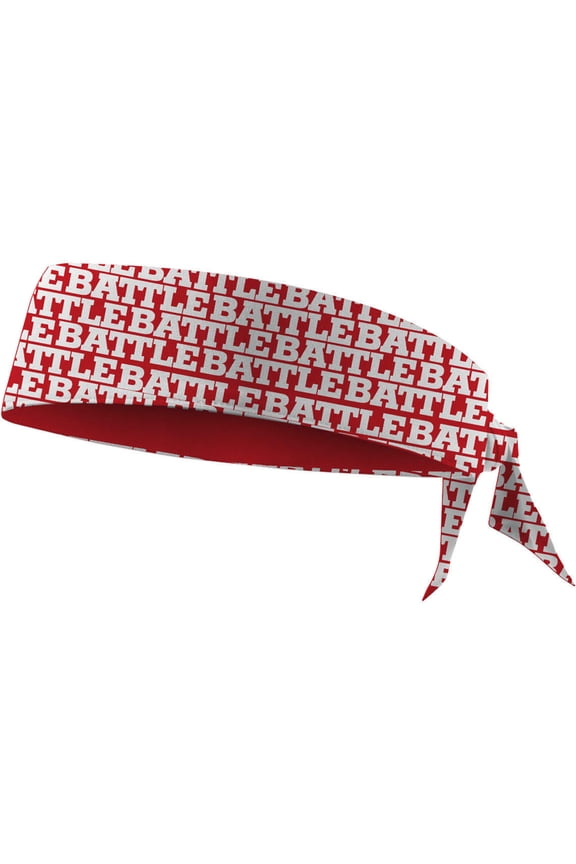 Battle Repeater Logo Football Head Tie - Red