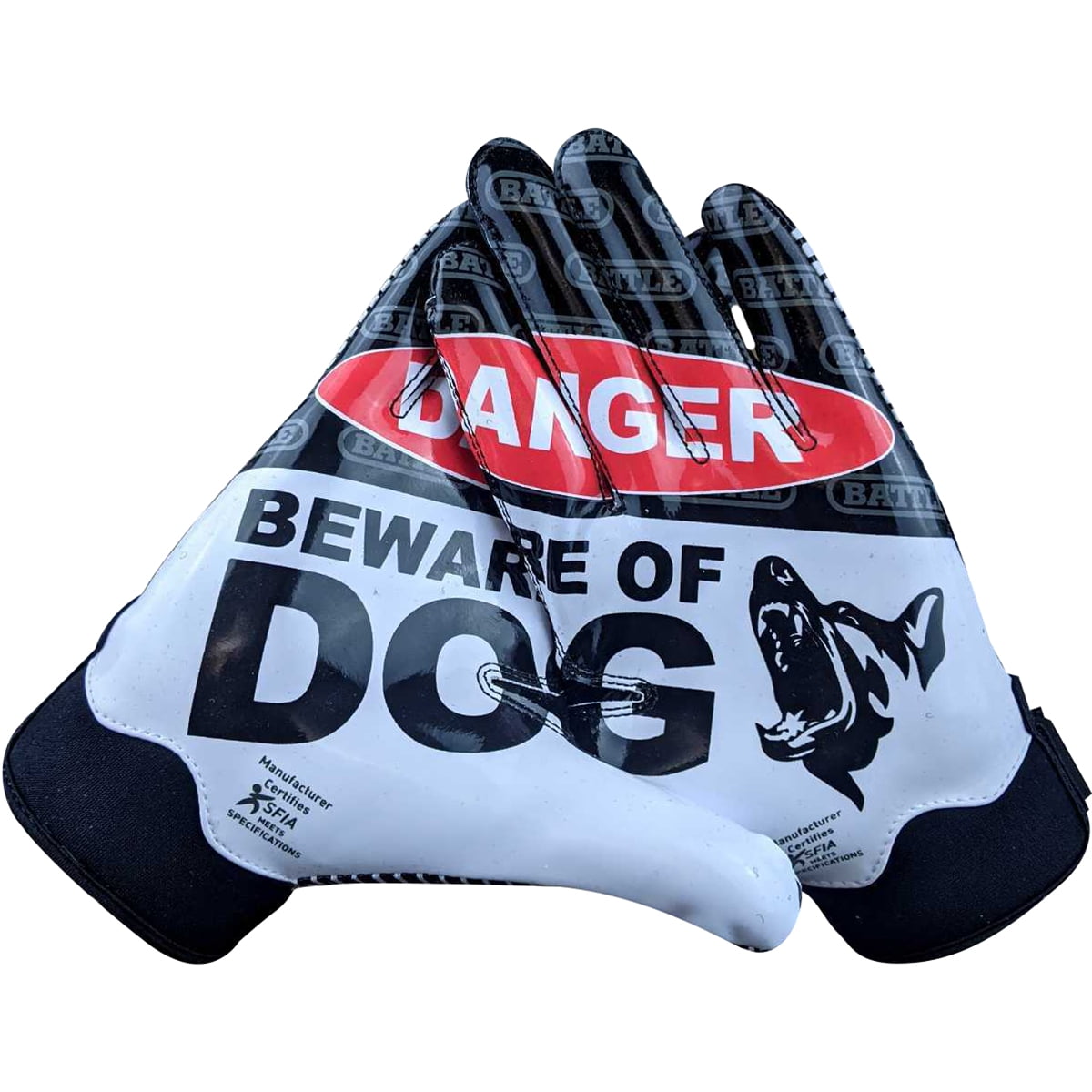 Battle Sports Beware of Dog Doom 1.0 Adult Football Receiver Gloves - Large