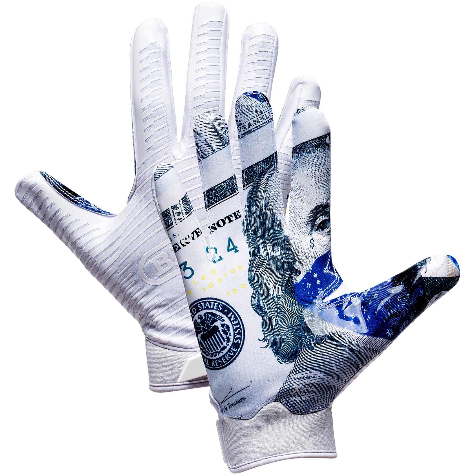 Battle Sports "Blue Strips" Battle Receiver Football Gloves - Medium
