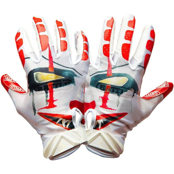 Battle Sports Clown Adult Cloaked Football Receiver Gloves - 2XL - White