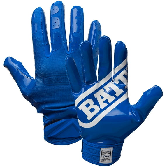 Battle Sports DoubleThreat UltraTack Football Gloves - XL - Blue/Blue