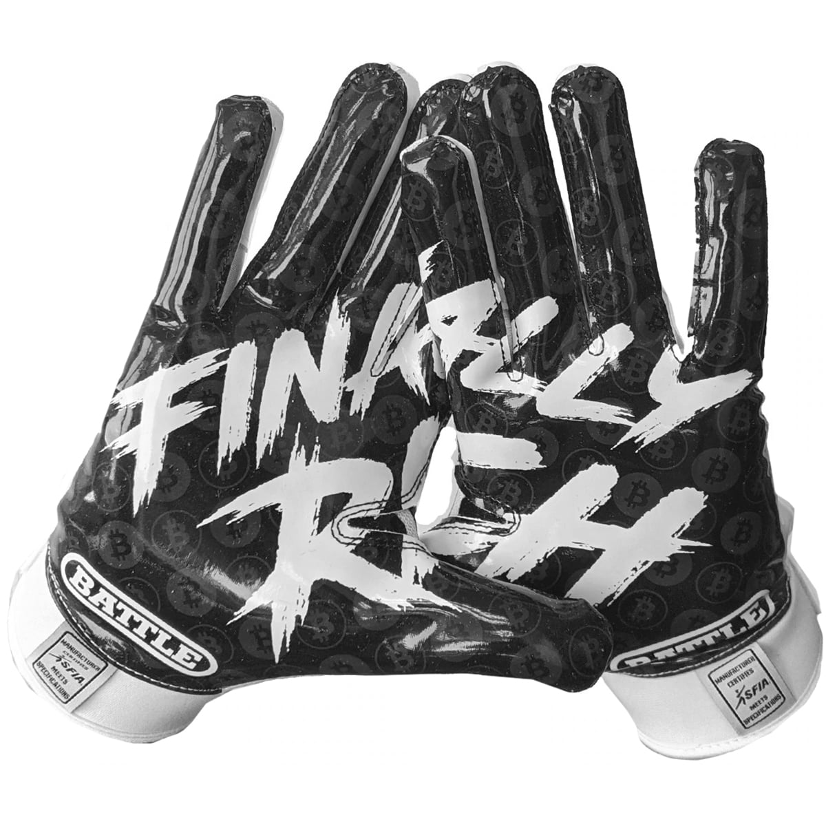 Battle Sports Finally Rich Football Gloves - XL - Black/White