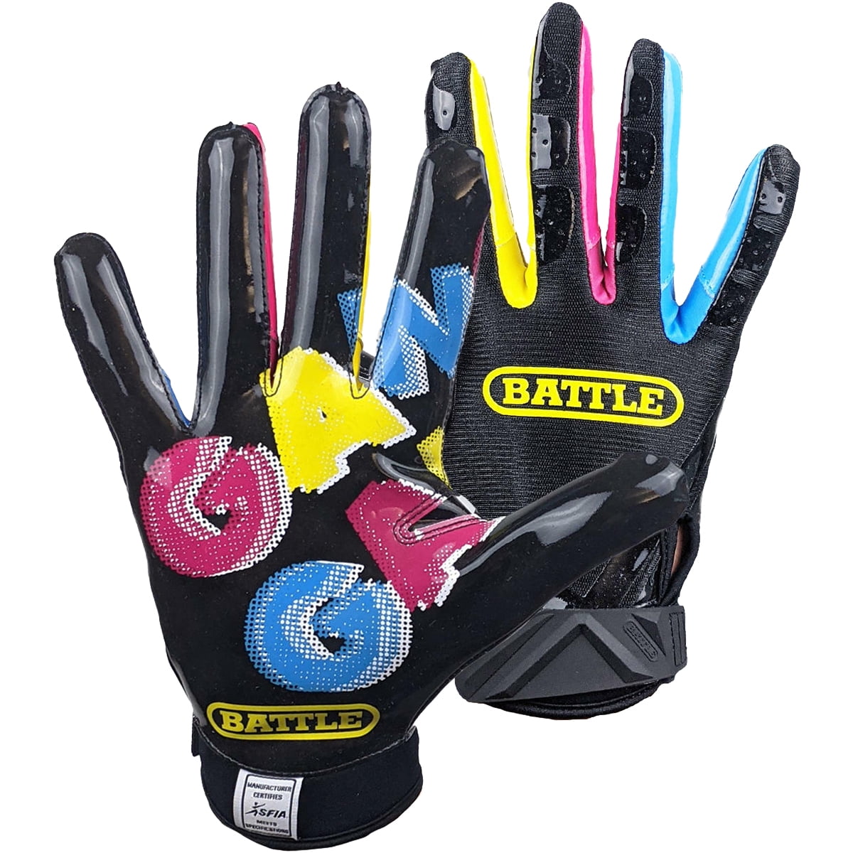Battle Sports Gang Gang Double Threat Adult Football Gloves - Medium - Black