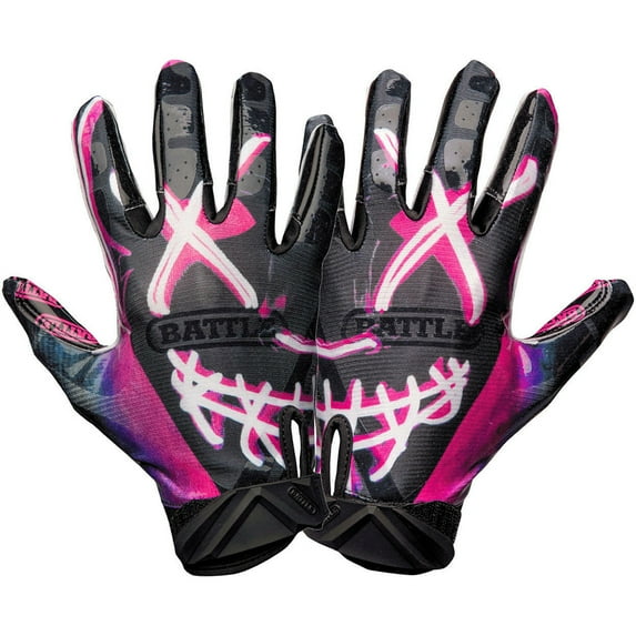 Battle Sports Nightmare Adult Cloaked Football Receiver Gloves - Medium - Black