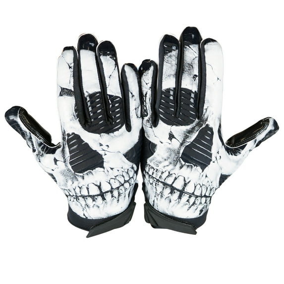 Battle Sports Skull Face Cloaked Adult Football Receiver Gloves - Large