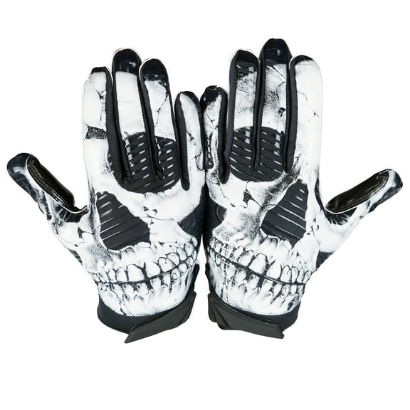 Battle Sports Skull Face Cloaked Adult Football Receiver Gloves - XL