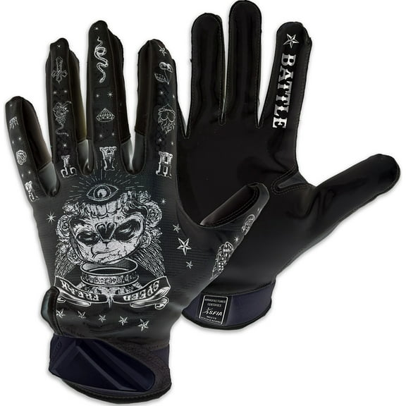 Battle Sports Speed Freak Cloaked Adult Football Receiver Gloves - Large - Black