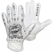 Battle Sports Speed Freak Cloaked Adult Football Receiver Gloves - Large - White