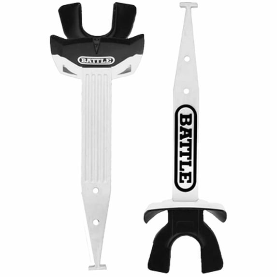 Battle Sports Speed Pro Football Mouthguard with Connected Thick Strap - White/Black