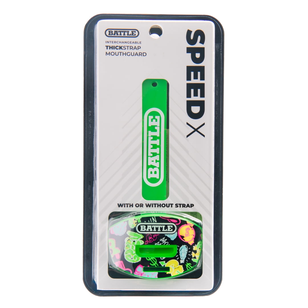 Battle Sports Speed X Football Mouthguard, "Monopoly Street Art", Black