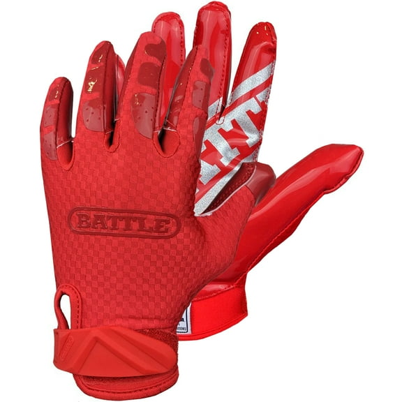Battle Sports Triple Threat Adult Football Receiver Gloves - Small - Red