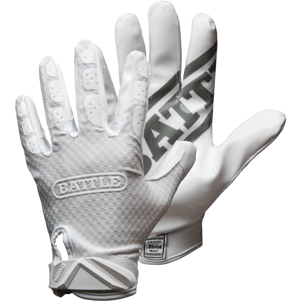 Battle Sports Triple Threat Adult Football Receiver Gloves - XL - White