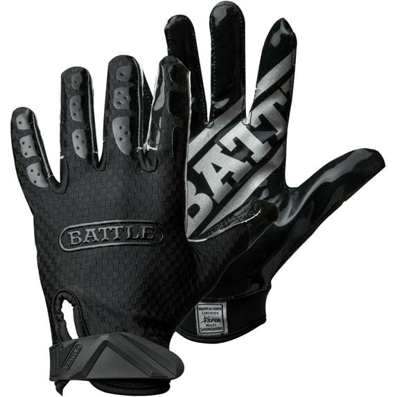 Battle Sports Triple Threat Football Receiver Gloves - Medium - Black