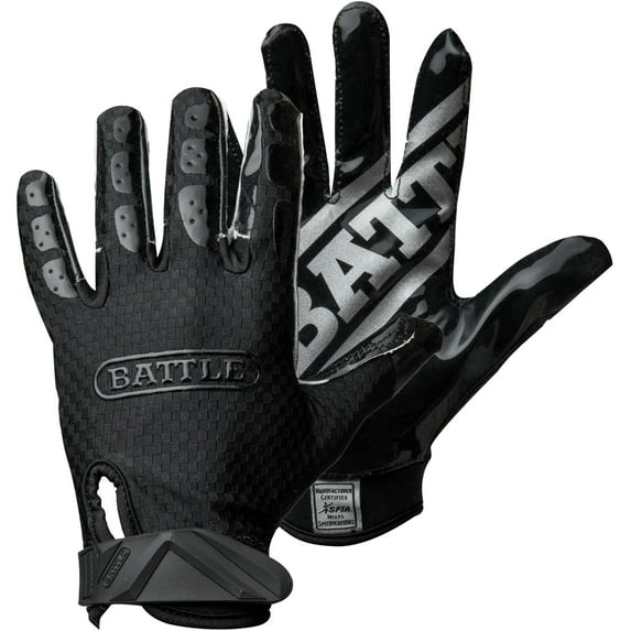 Battle Sports Triple Threat Football Receiver Gloves - YM - Black