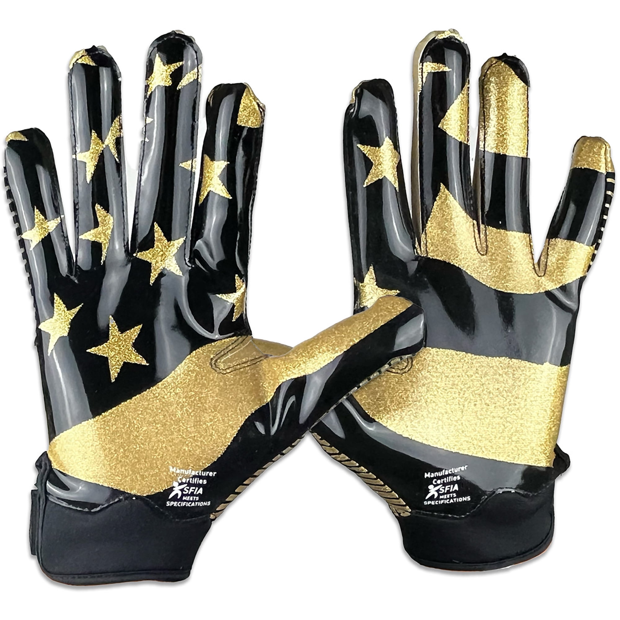 Battle Sports USA Glitter Doom Football Gloves - Youth Large - Black/Gold
