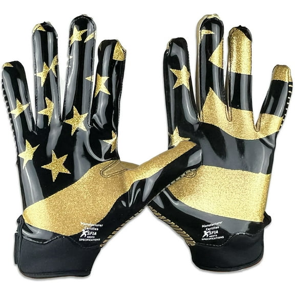 Battle Sports USA Glitter Doom Football Gloves - Youth Small - Black/Gold