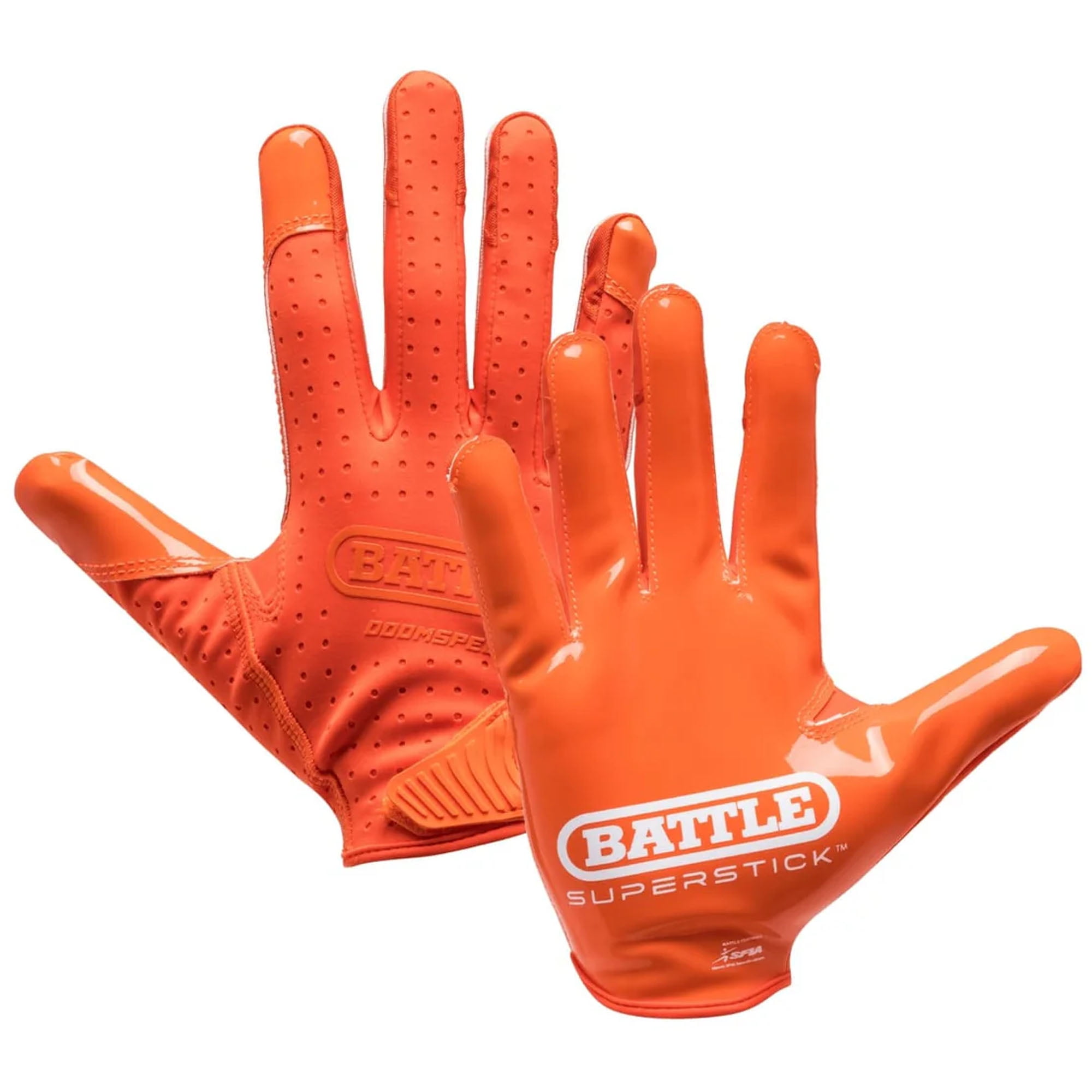 Battle Sports Youth Doom Speed Receiver Football Glove - Orange - Small