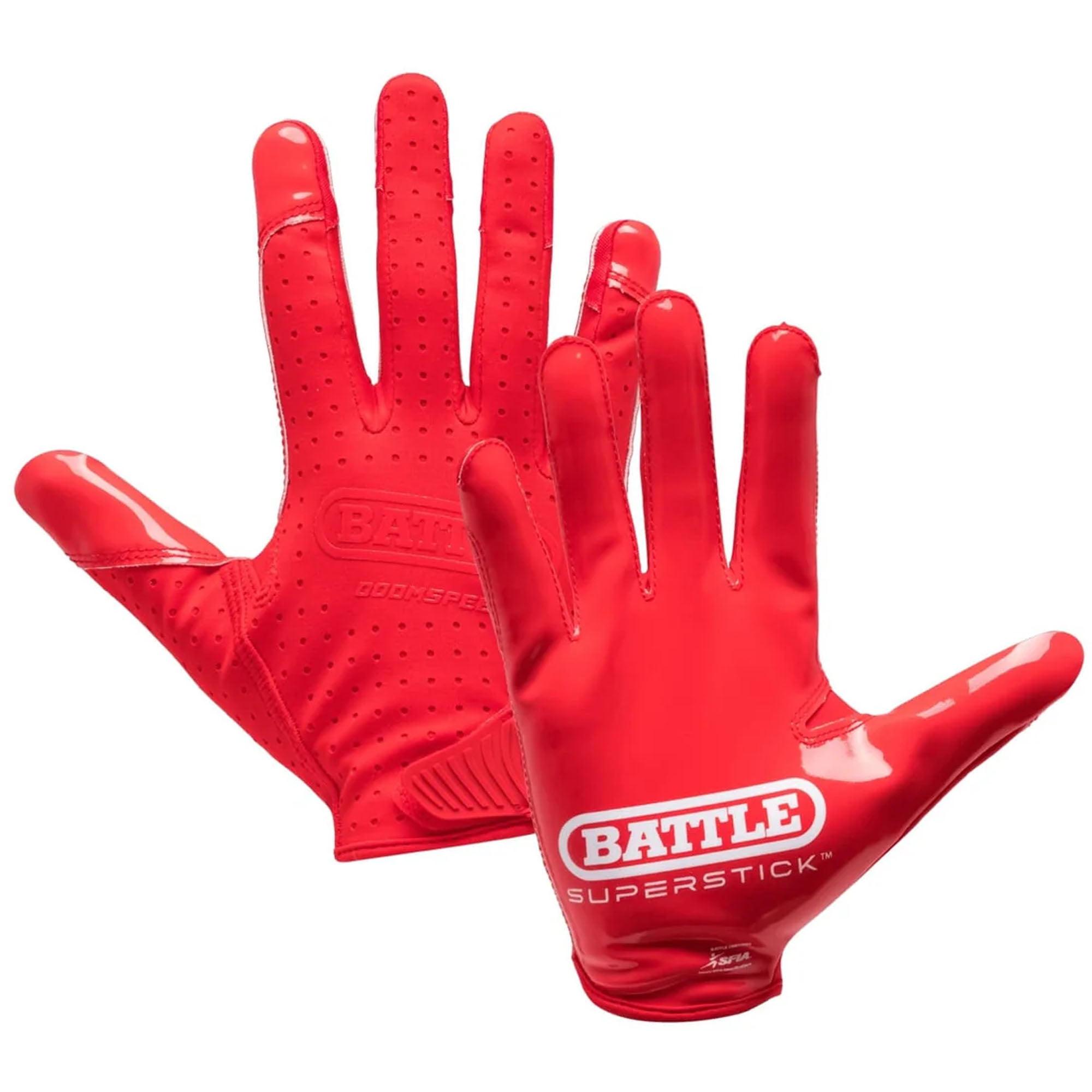 Battle Sports Youth Doom Speed Receiver Football Glove - Red - Large