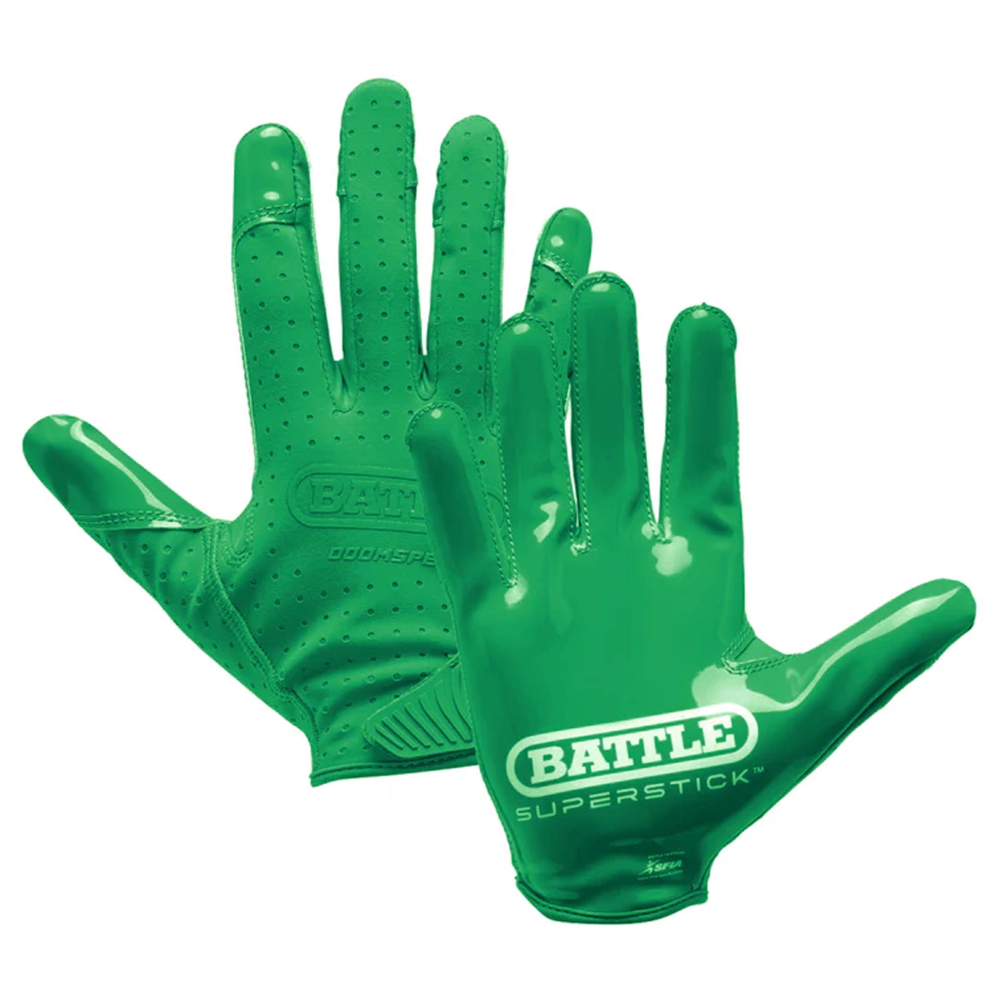 Battle Sports Youth Doom Speed Receiver Football Gloves, Kelly Green - Medium