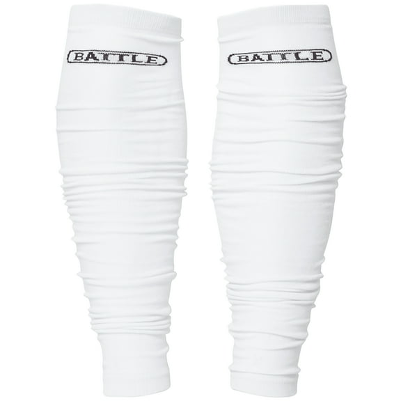 Battle Sports Youth Lightweight Long Football Leg Sleeves - White